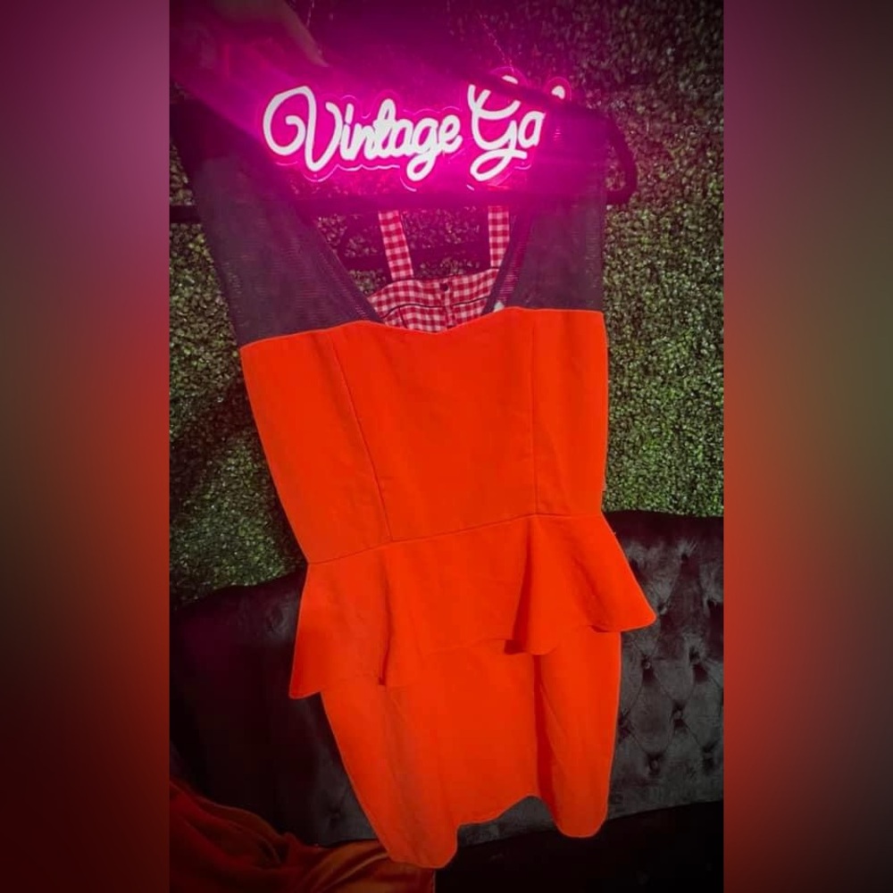 Tangerine fitted peplum dress